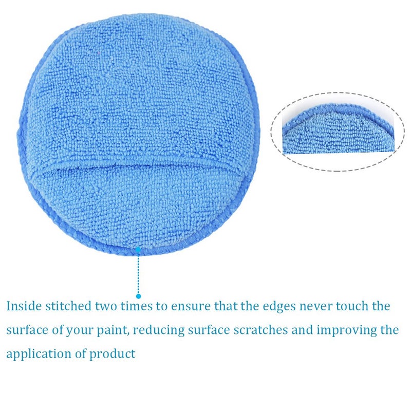 AUTO CARE Microfiber Wax Applicator  AutoCare Ultra-Soft Microfiber Wax Applicator Pads with Finger Pocket Wax Applicator for Cars Wax Applicator Foam Sponge (Blue  5"" Diameter  Pack of 10) - Image 4